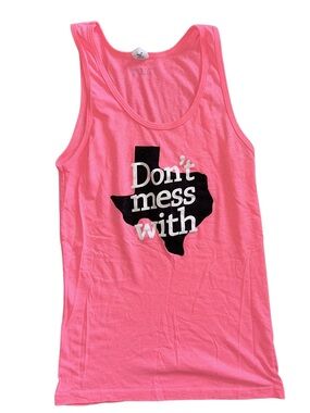 Tyler’s Neon Pink "Don't Mess With Texas" Graphic Tank Top
